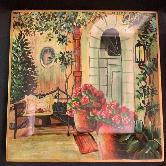 Tam San Designs 10" Square Plate Hand-Painted Decorative - Signed - Picture 1 of 11